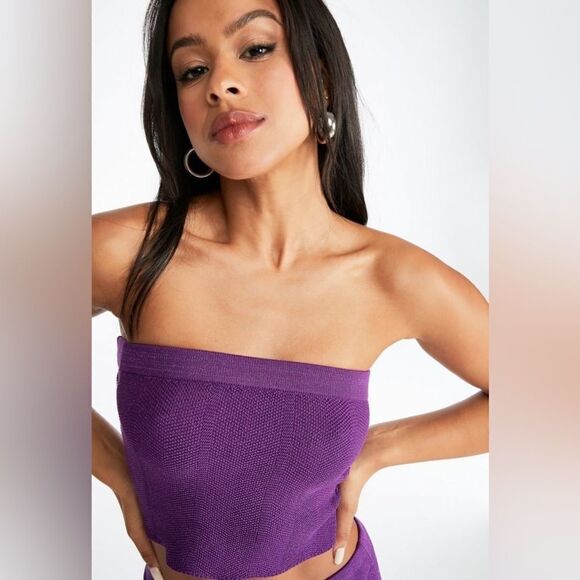 Lurex Rib Bandeau Top XL - Picture 4 of 7